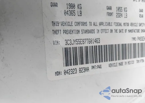 2007 Chrysler Pt Cruiser Touring from USA, damaged, VIN 3C3JY55E87T601463